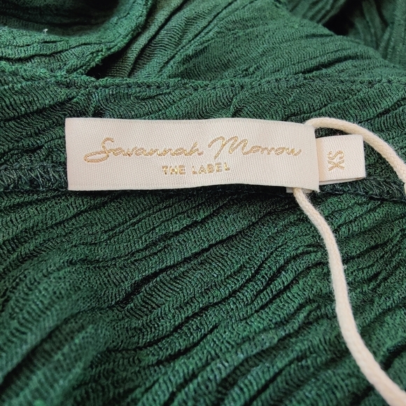 Savannah Morrow Zuni Dress in Emerald Green Long Sleeve Midi NWT XS Silk Bamboo - Picture 7 of 10